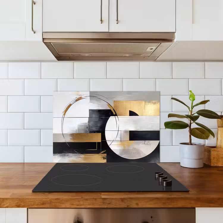 Spatscherm keuken - Abstract - Goud - Zilver - Vormen - Aesthetic — 6
