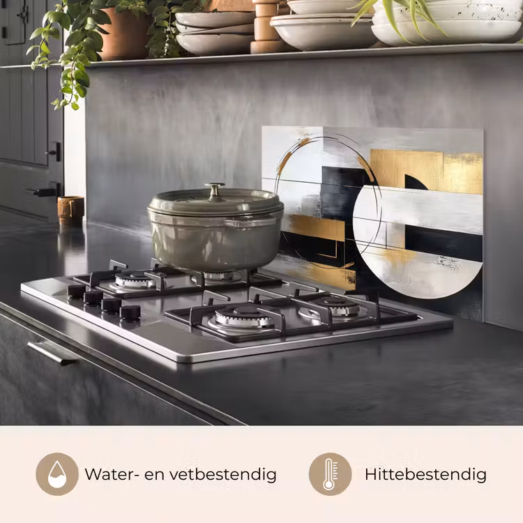 Spatscherm keuken - Abstract - Goud - Zilver - Vormen - Aesthetic — 7
