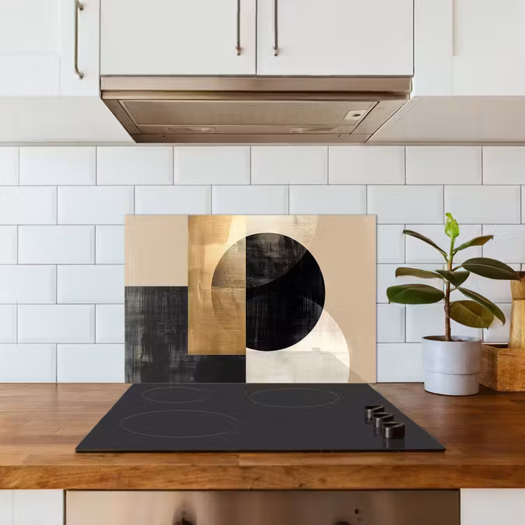Spatscherm keuken - Abstract - Goud - Zwart - Kunst — 6