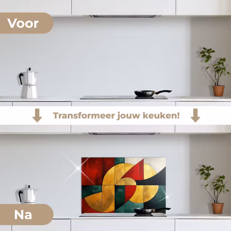 Spatscherm keuken - Abstract - Kerst - Goud - Rood - Groen — 3
