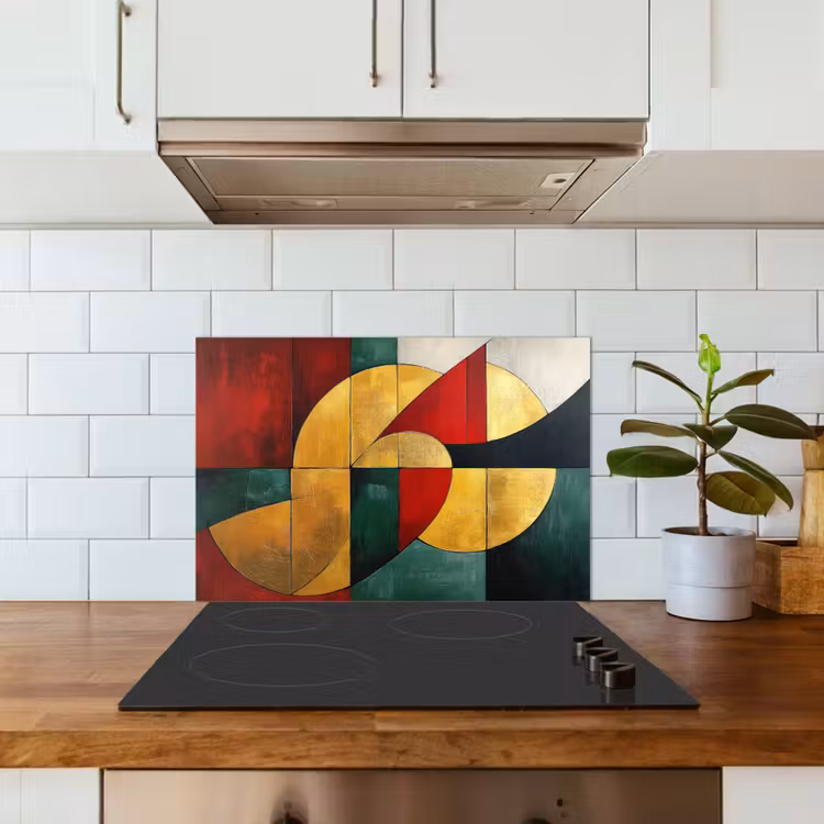 Spatscherm keuken - Abstract - Kerst - Goud - Rood - Groen — 6