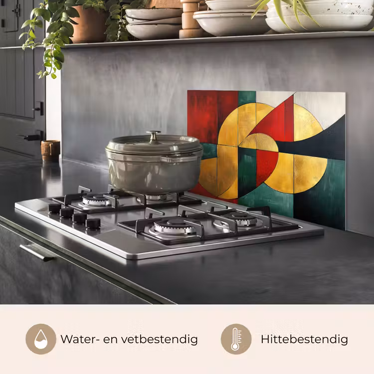 Spatscherm keuken - Abstract - Kerst - Goud - Rood - Groen — 7