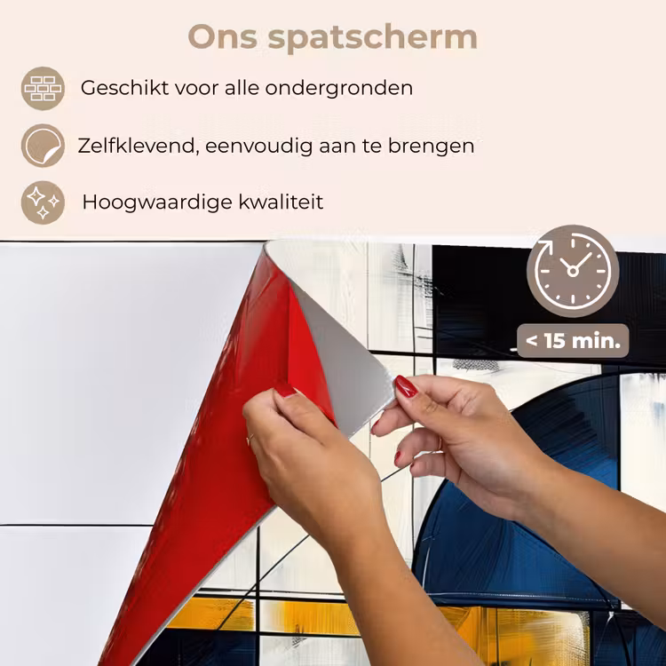 Spatscherm keuken - Abstract - Vormen - Goud - Blauw - Geometrisch — 4