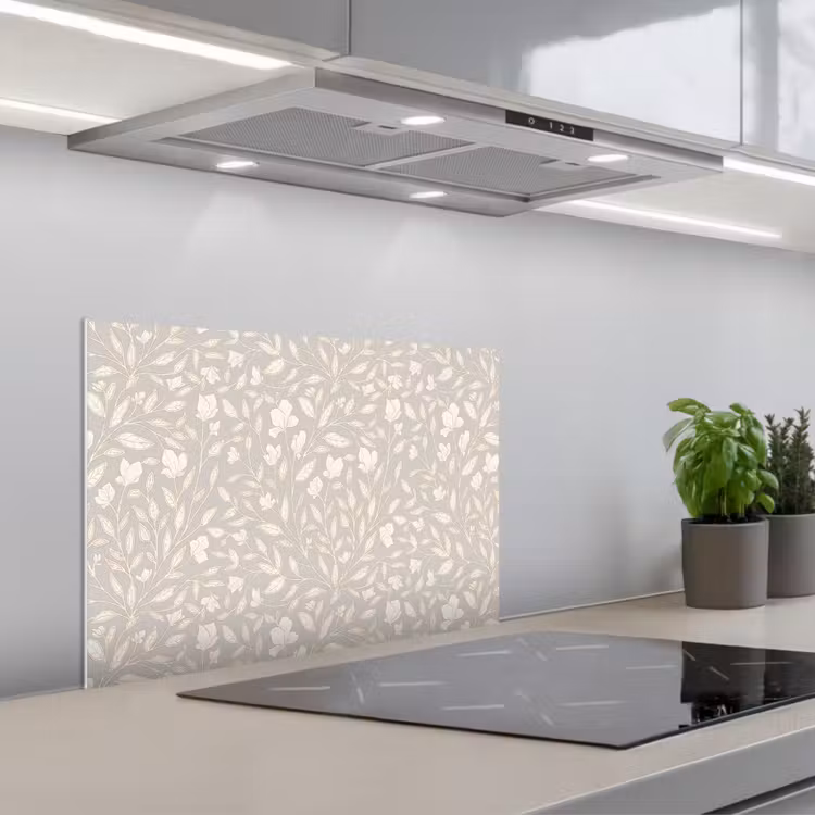 Spatscherm keuken - Bloemen - Steel - Blaadjes — 4