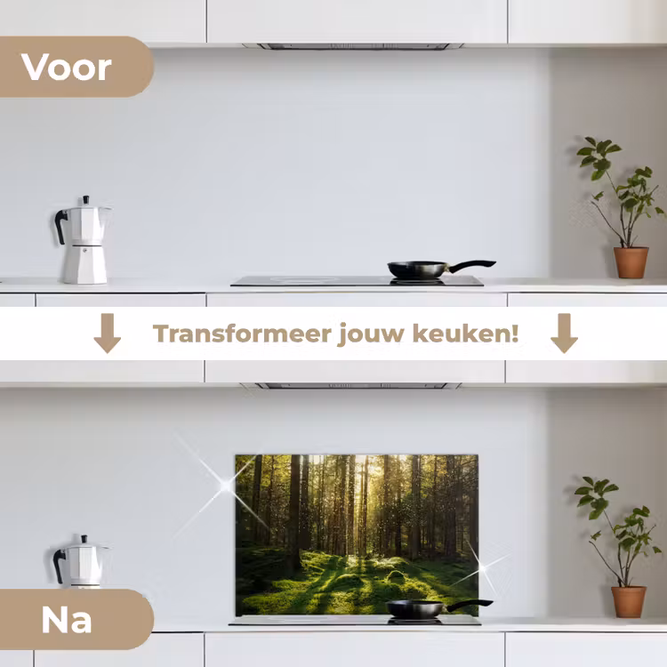 Spatscherm keuken - Bomen - Bos - Mos - Planten - Zon - Natuur — 3