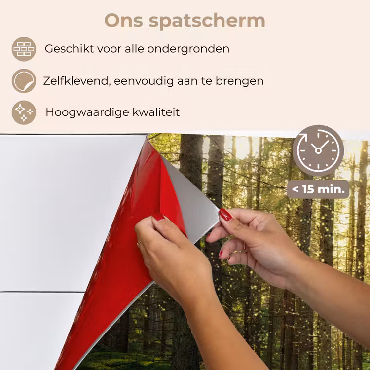 Spatscherm keuken - Bomen - Bos - Mos - Planten - Zon - Natuur — 4