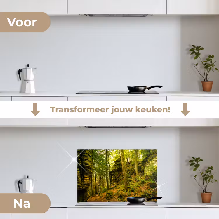 Spatscherm keuken - Bomen - Steen - Bos - Natuur - Planten — 3