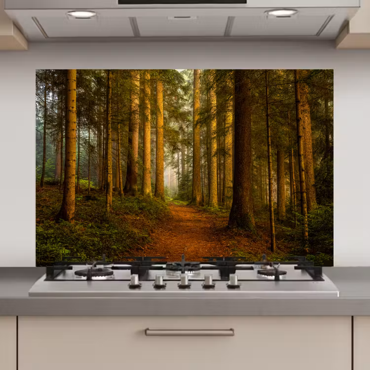 Spatscherm keuken - Bos - Natuur - Bomen - Landschap - Bladeren — 1