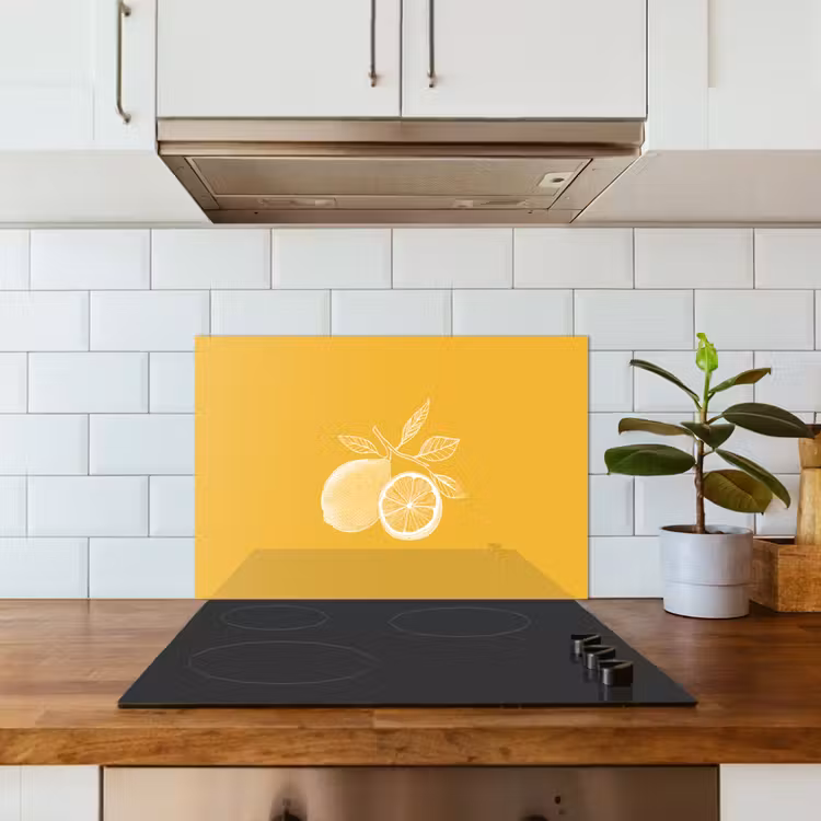 Spatscherm keuken - Citroenen - Illustratie - Minimalistisch - Geel — 6