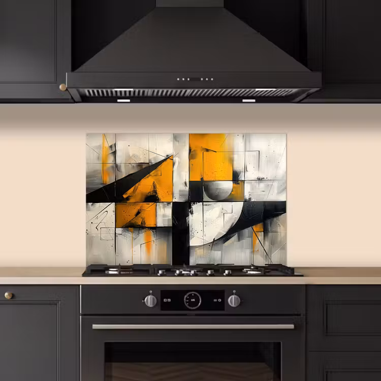 Spatscherm keuken - Geel - Abstract - Modern - Vormen — 2