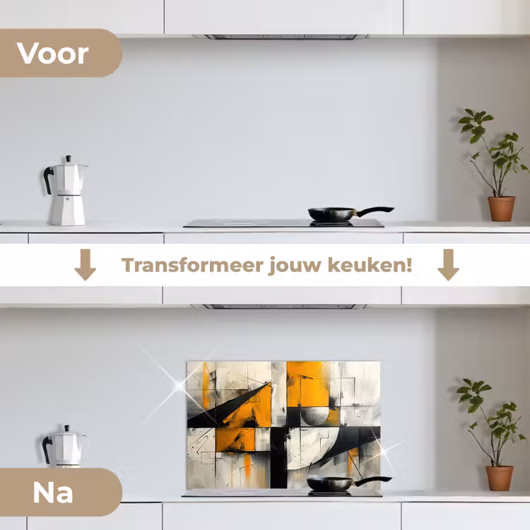 Spatscherm keuken - Geel - Abstract - Modern - Vormen — 3