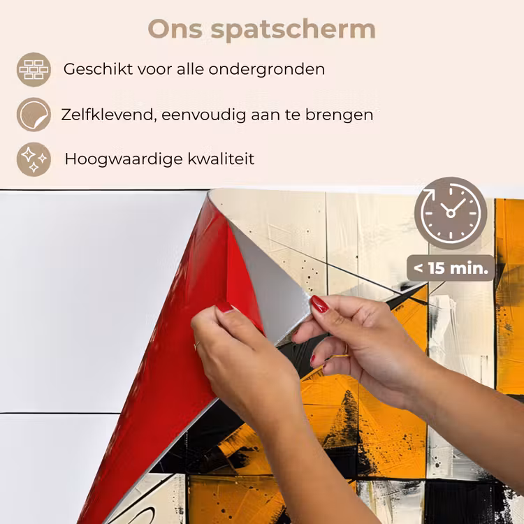 Spatscherm keuken - Geel - Abstract - Modern - Vormen — 4