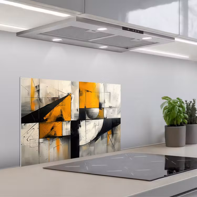 Spatscherm keuken - Geel - Abstract - Modern - Vormen — 5