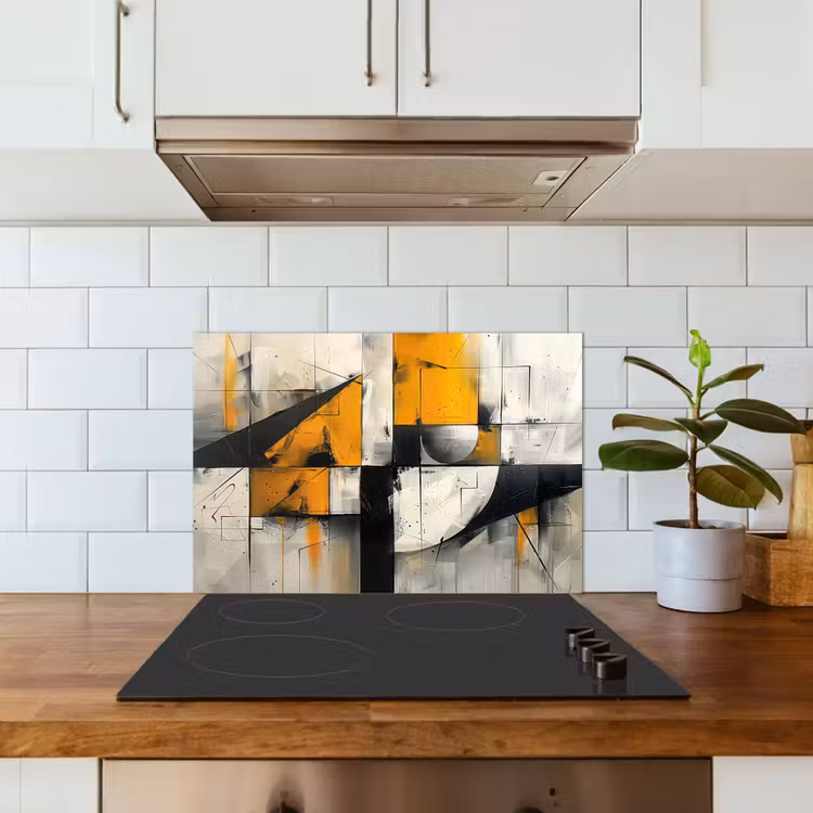 Spatscherm keuken - Geel - Abstract - Modern - Vormen — 6