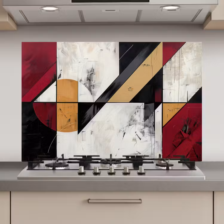 Spatscherm keuken - Modern - Abstract - Geometrisch - Rood - Industrieel — 1