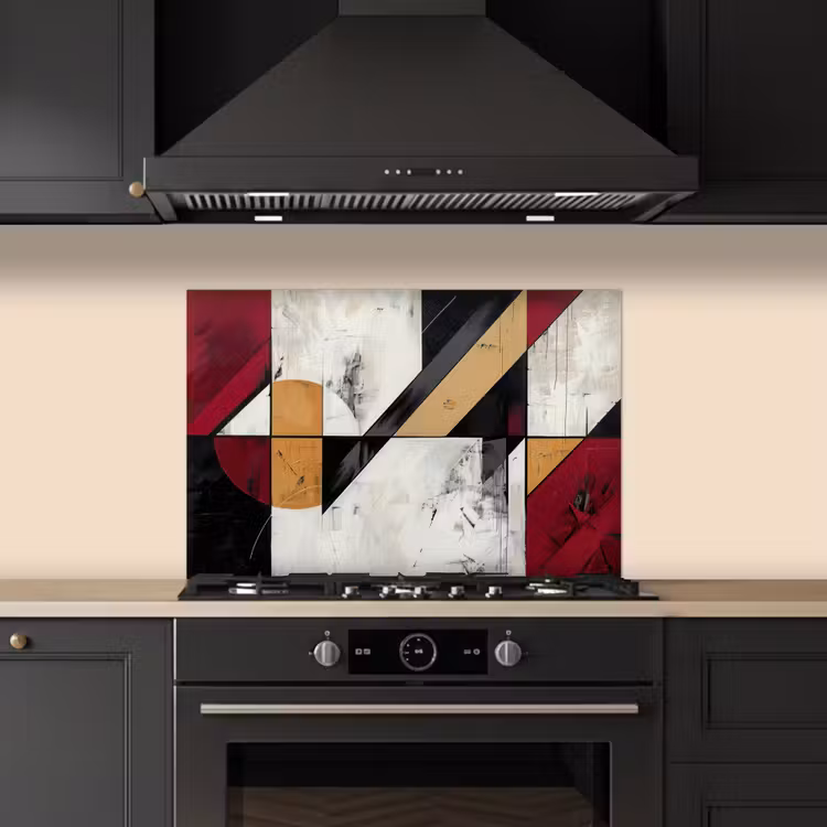 Spatscherm keuken - Modern - Abstract - Geometrisch - Rood - Industrieel — 2