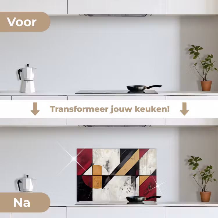 Spatscherm keuken - Modern - Abstract - Geometrisch - Rood - Industrieel — 3