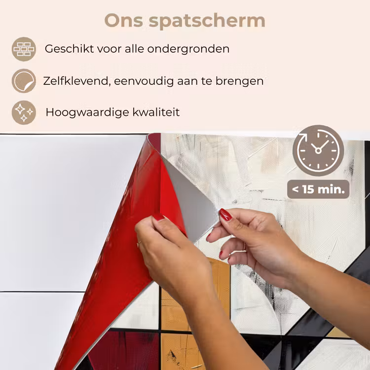 Spatscherm keuken - Modern - Abstract - Geometrisch - Rood - Industrieel — 4