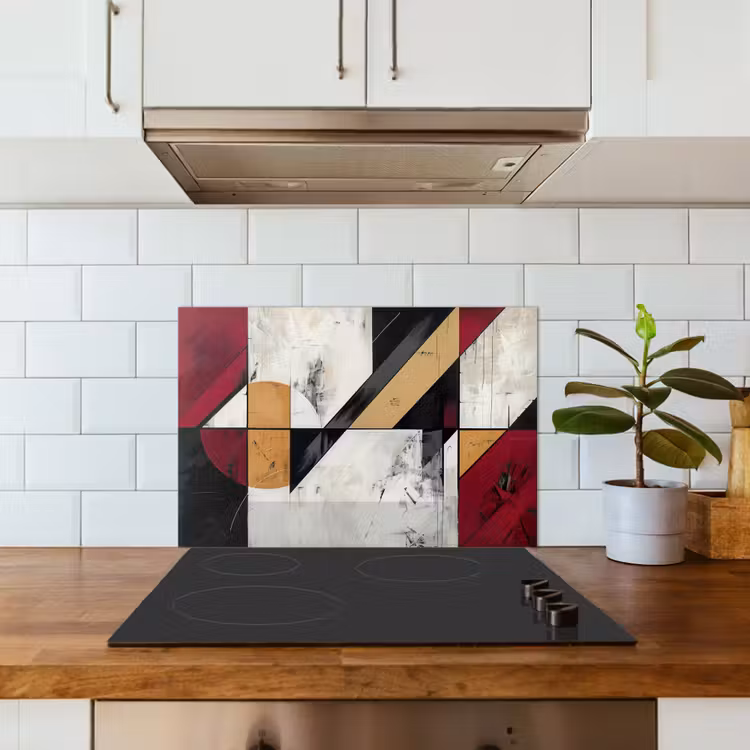 Spatscherm keuken - Modern - Abstract - Geometrisch - Rood - Industrieel — 6