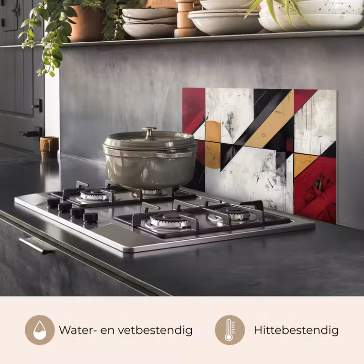 Spatscherm keuken - Modern - Abstract - Geometrisch - Rood - Industrieel — 7