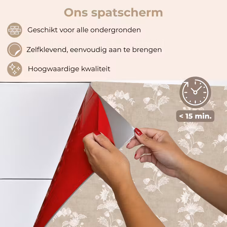 Spatscherm keuken - Motief - Beige - Linnen — 3