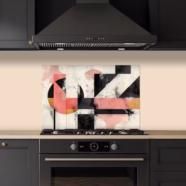 Spatscherm keuken - Roze - Abstract - Aesthetic - Modern - Vormen — 2