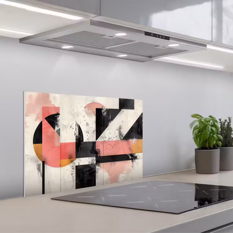 Spatscherm keuken - Roze - Abstract - Aesthetic - Modern - Vormen — 5