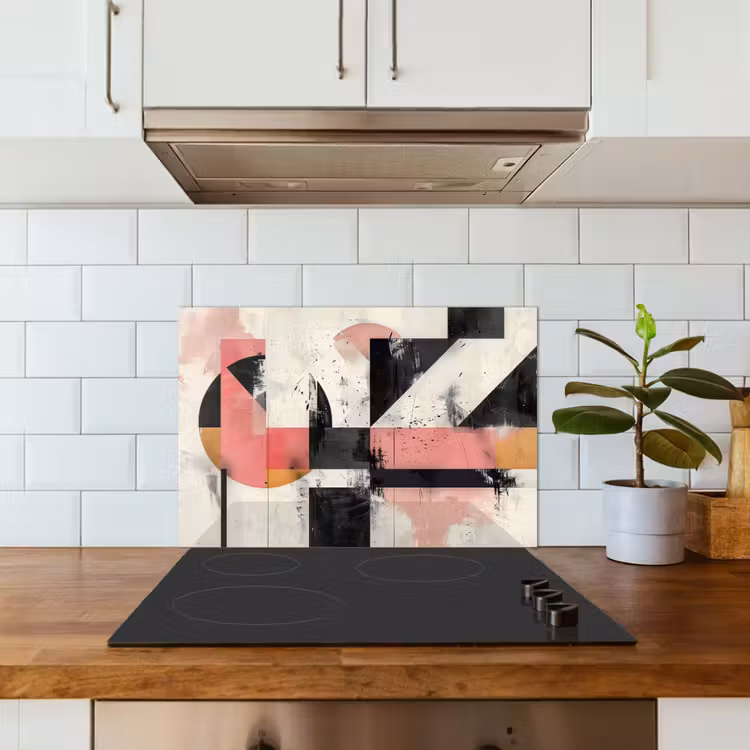 Spatscherm keuken - Roze - Abstract - Aesthetic - Modern - Vormen — 6