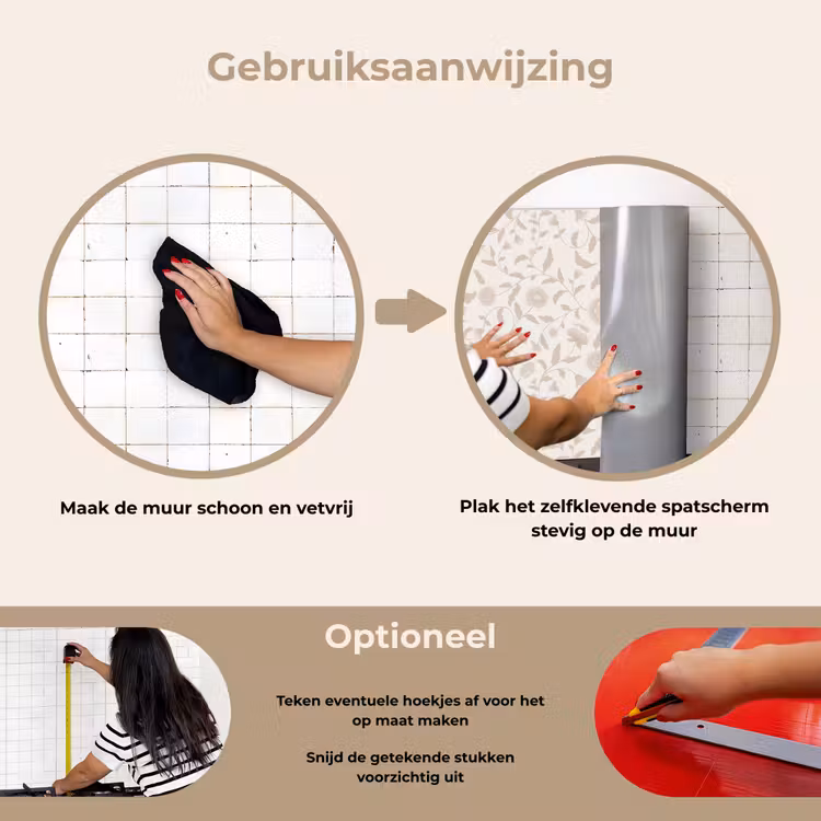 Spatscherm keuken - Sierlijk - Bloemen - Beige — 7