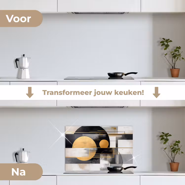 Spatscherm keuken - Abstract - Goud - Zilver - Vormen - Aesthetic - Modern — 3
