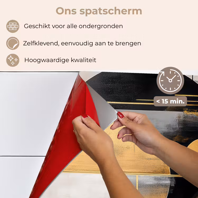 Spatscherm keuken - Abstract - Goud - Zilver - Vormen - Aesthetic - Modern — 4