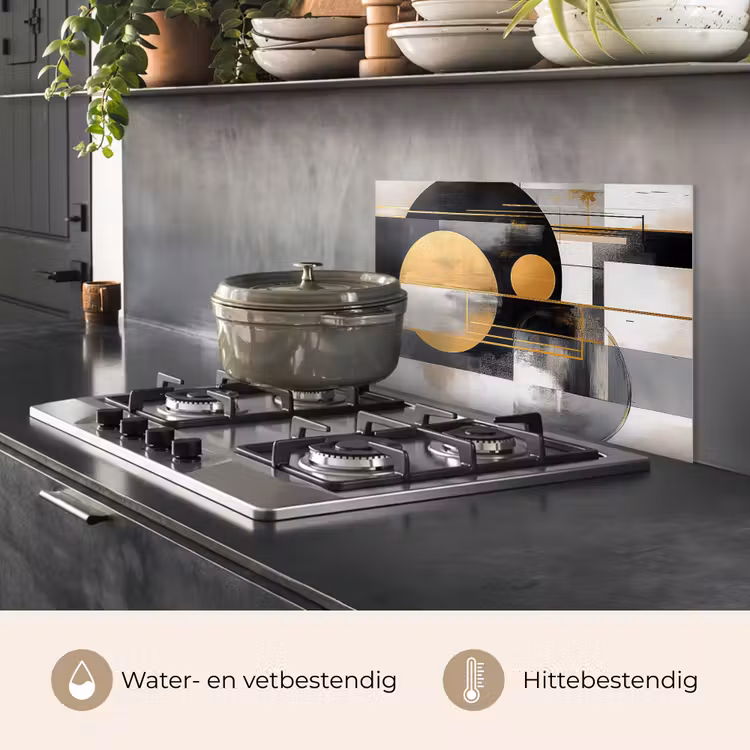 Spatscherm keuken - Abstract - Goud - Zilver - Vormen - Aesthetic - Modern — 7