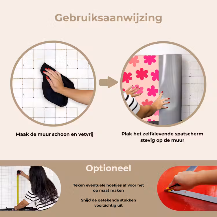 Spatscherm keuken - Bloemen - Patroon - Roze — 7
