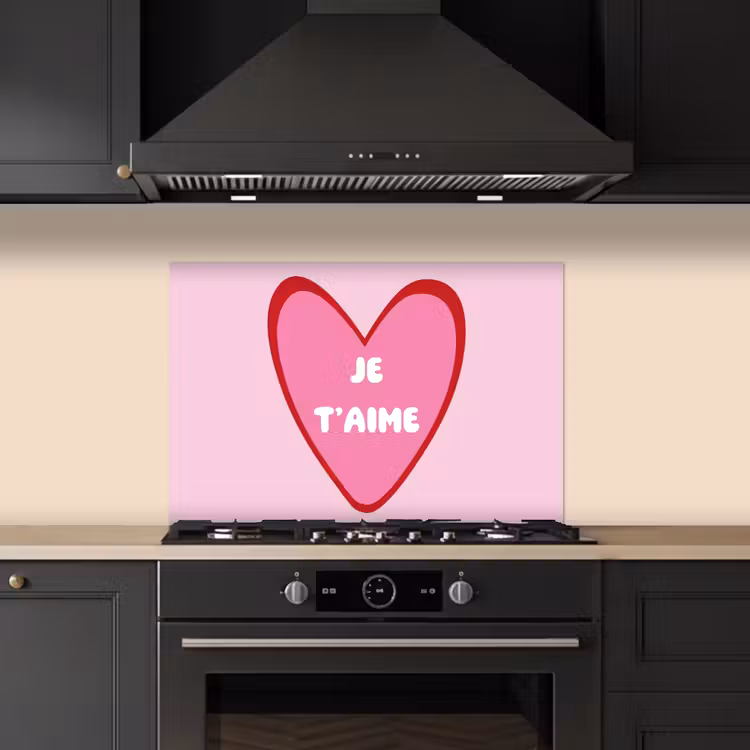Spatscherm keuken - Hart - Frans - Valentijn - Roze — 2