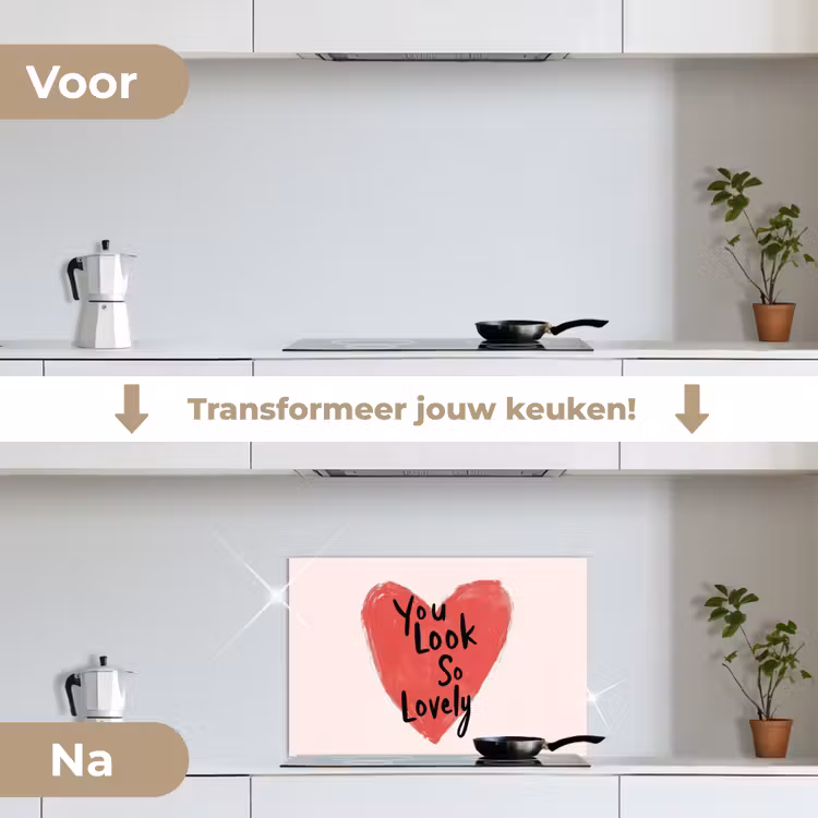 Spatscherm keuken - Hart - Rood - Valentijn — 3