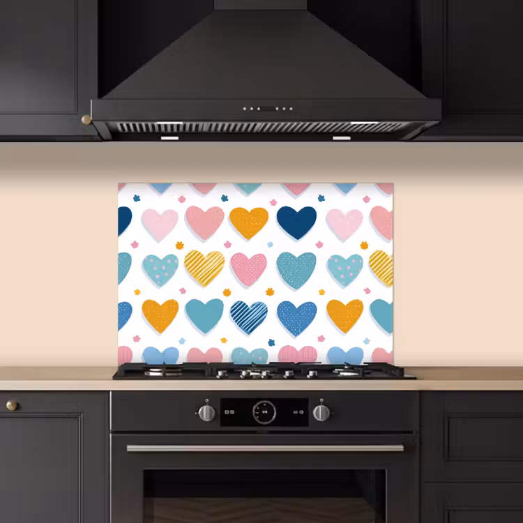 Spatscherm keuken - Hartjes - Pastel - Patroon — 1