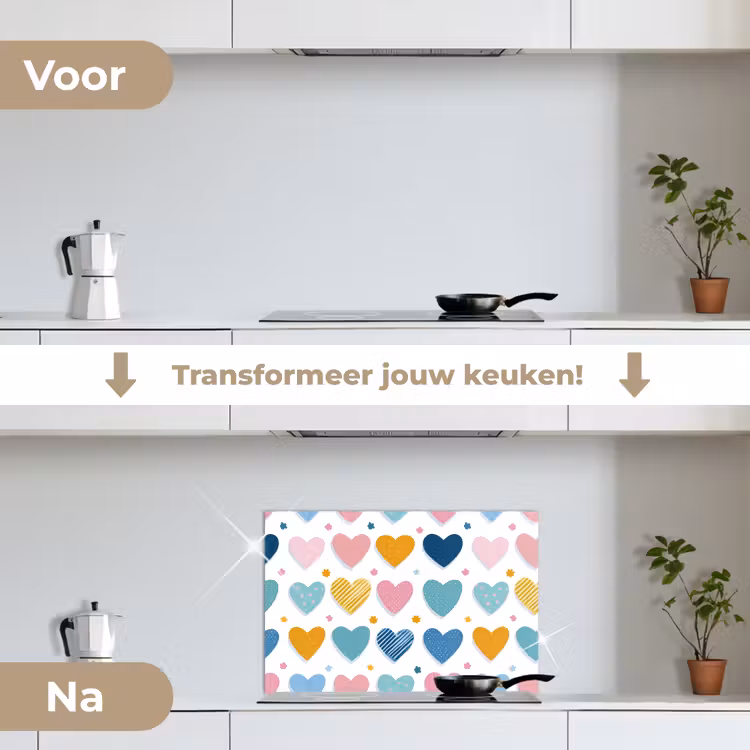 Spatscherm keuken - Hartjes - Pastel - Patroon — 2