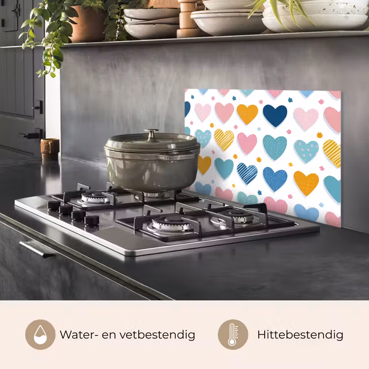 Spatscherm keuken - Hartjes - Pastel - Patroon — 6