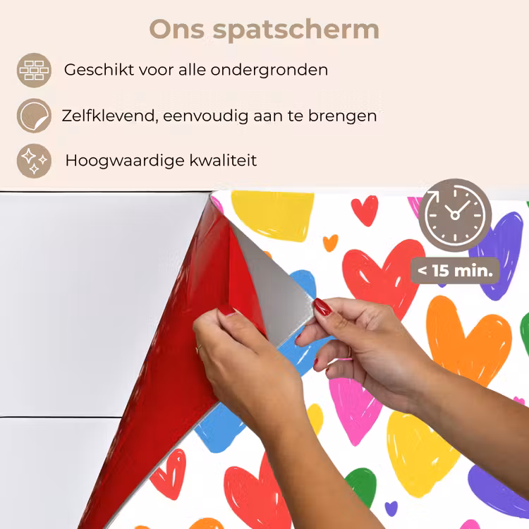 Spatscherm keuken - Hartjes - Patroon - Kleurrijk — 3