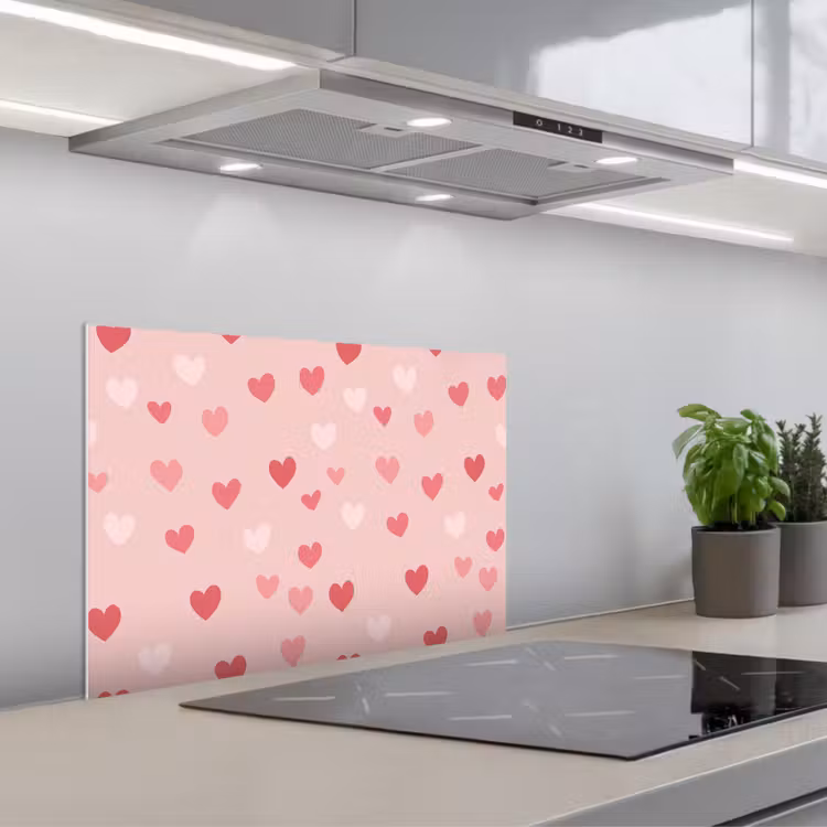 Spatscherm keuken - Hartjes - Patroon - Roze — 4
