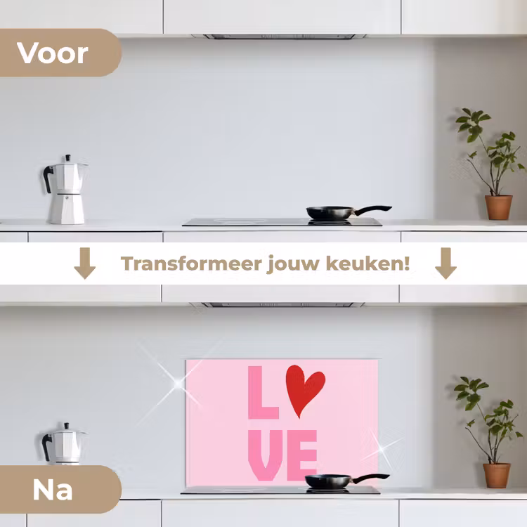 Spatscherm keuken - Love - Roze - Hart - Valentijn — 3