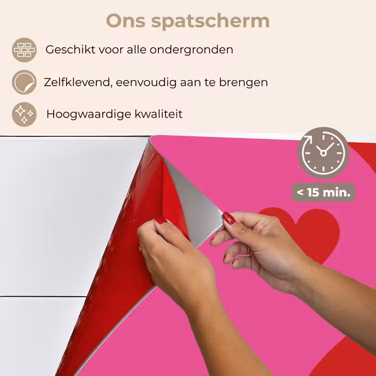 Spatscherm keuken - Minimalistisch - Rood - Roze - Hartjes — 4