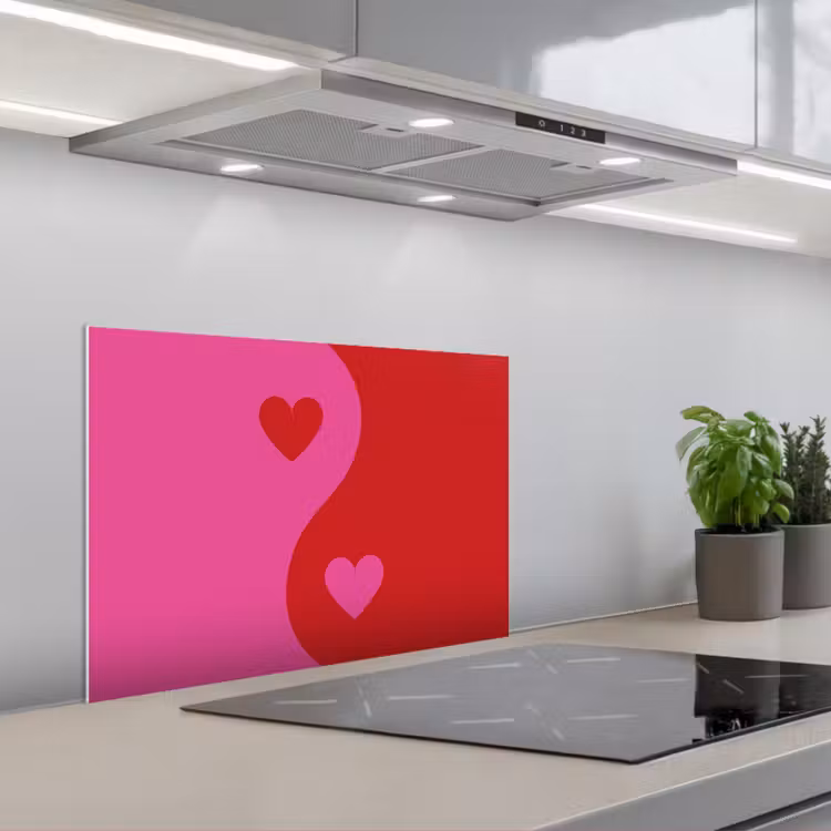 Spatscherm keuken - Minimalistisch - Rood - Roze - Hartjes — 5