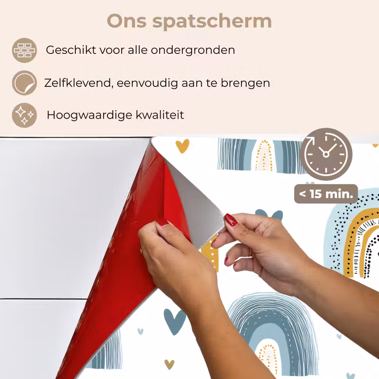 Spatscherm keuken - Patroon - Regenboog - Hartjes — 3