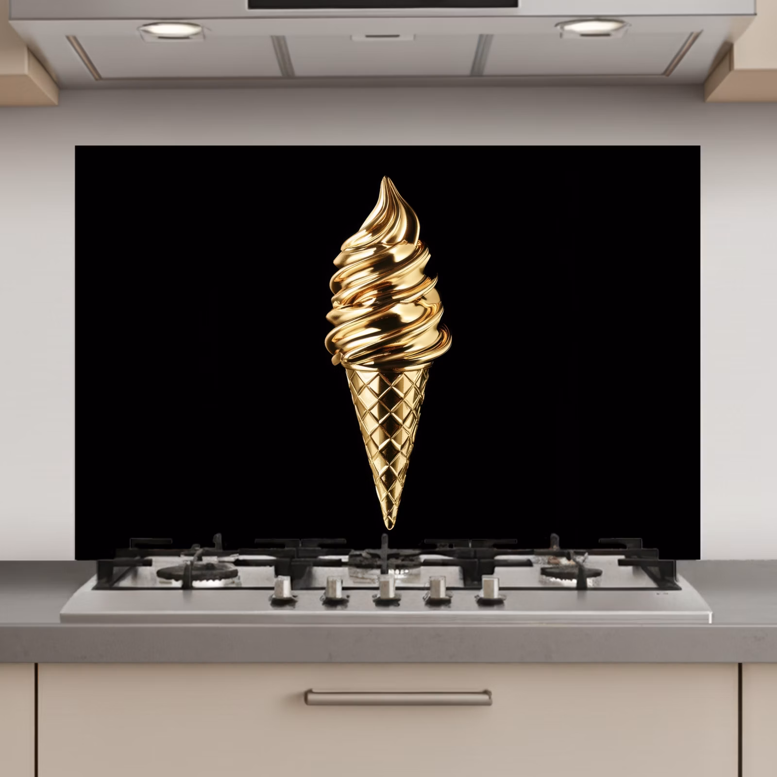 Spatscherm keuken - Ijs - Goud - Zwart - Eten — 1