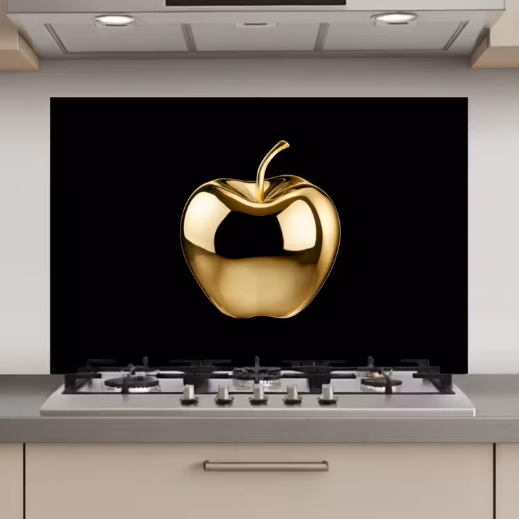 Spatscherm keuken - Appel - Goud - Chrome - Zwart — 1