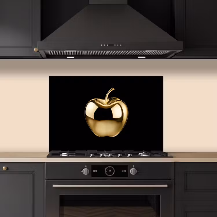 Spatscherm keuken - Appel - Goud - Chrome - Zwart — 2