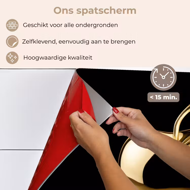 Spatscherm keuken - Appel - Goud - Chrome - Zwart — 4