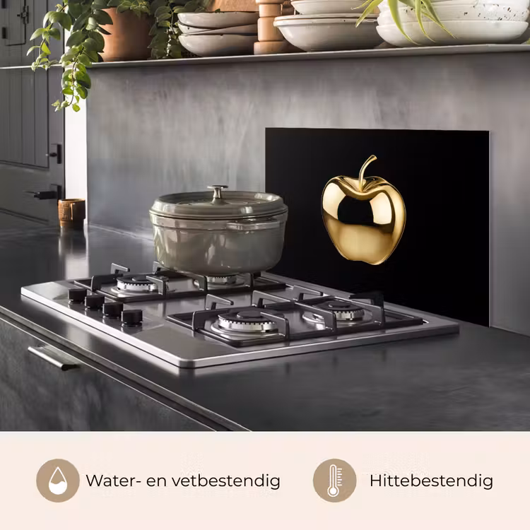 Spatscherm keuken - Appel - Goud - Chrome - Zwart — 7
