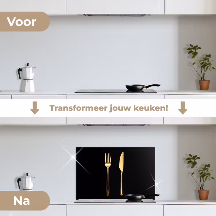 Spatscherm keuken - Bestek - Goud - Mes - Vork — 3